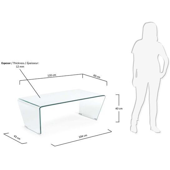 Mesa de centro Burano de cristal 120 x 60 cm