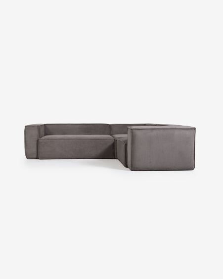 Sofá rinconero Blok 3 plazas pana gruesa gris 290 x 230 cm