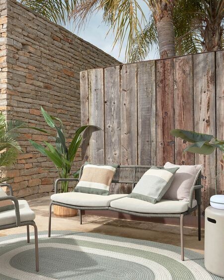 Sofá Cailin 2 plazas cuerda verde patas de acero galvanizado verde oscuro 150 cm