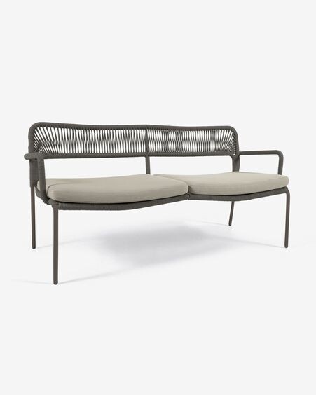 Sofá Cailin 2 plazas cuerda verde patas de acero galvanizado verde oscuro 150 cm