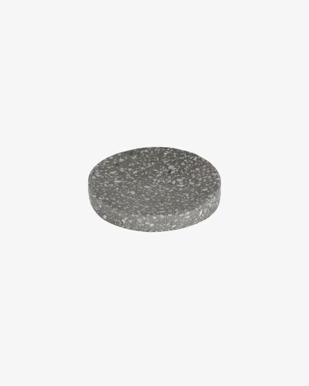 Jabonera Hiara de terrazo negro y blanco