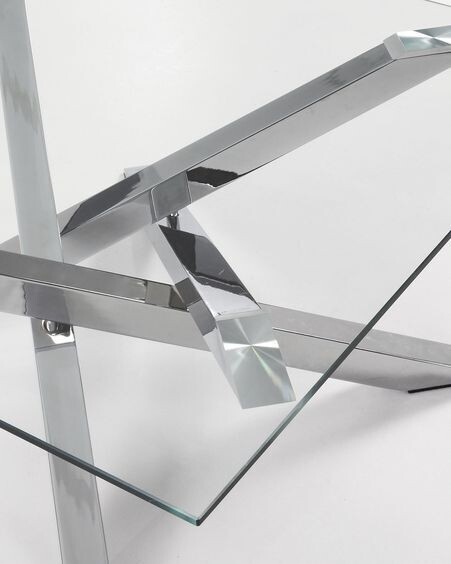 Mesa de centro Kamido cristal y patas de acero acabado cromado 90 x 90 cm