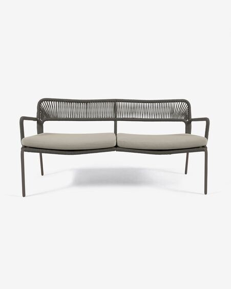 Sofá Cailin 2 plazas cuerda verde patas de acero galvanizado verde oscuro 150 cm