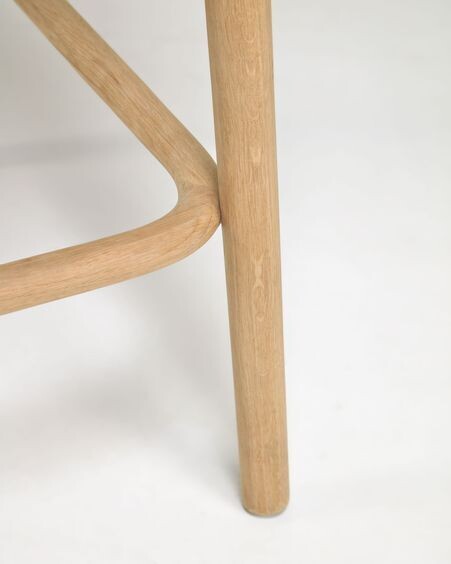 Taburete Doriane madera maciza roble acabado natural y asiento de tela altura 65 cm