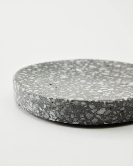 Jabonera Hiara de terrazo negro y blanco