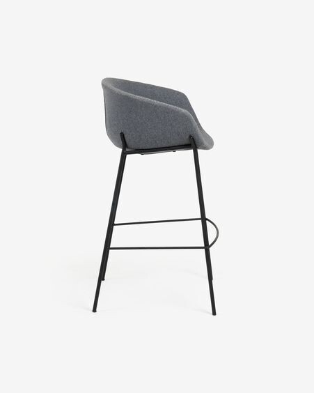 Taburete Yvette gris y acero con acabado negro altura 74 cm