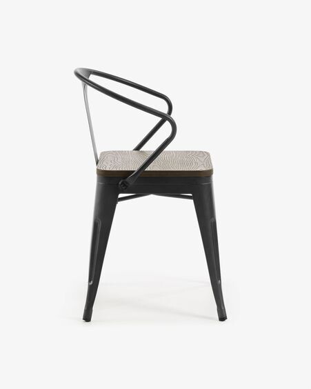 Silla Malira acero y madera maciza de bambu
