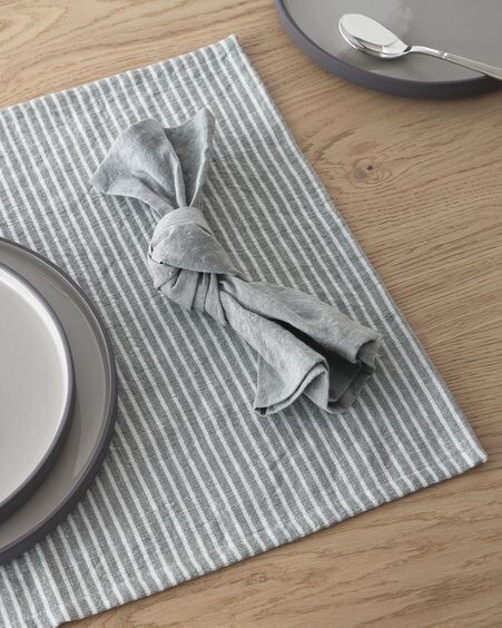 Set Imalay de 2 servilletas de algodón y lino gris