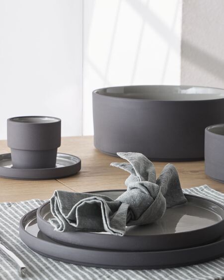 Set Imalay de 2 servilletas de algodón y lino gris
