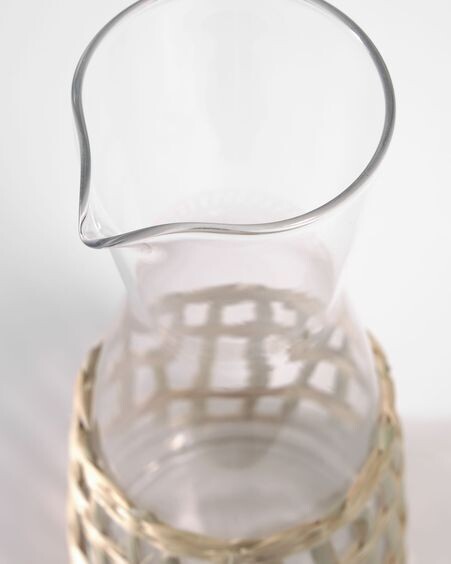 Jarra Emelia cristal transparente y fibra marrón