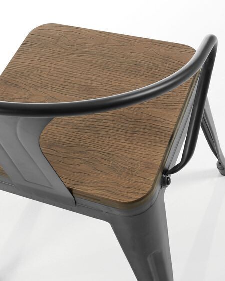 Silla Malira acero y madera maciza de bambu