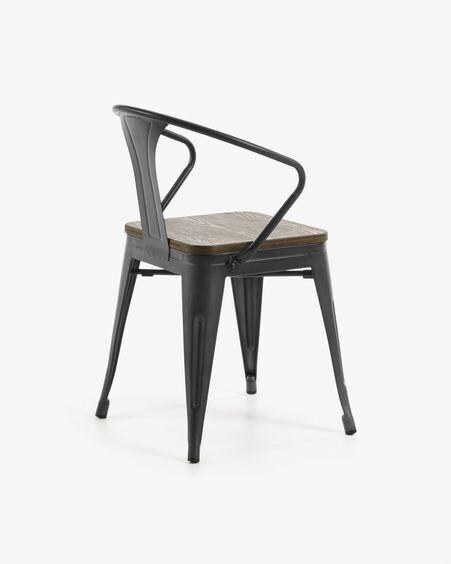 Silla Malira acero y madera maciza de bambu