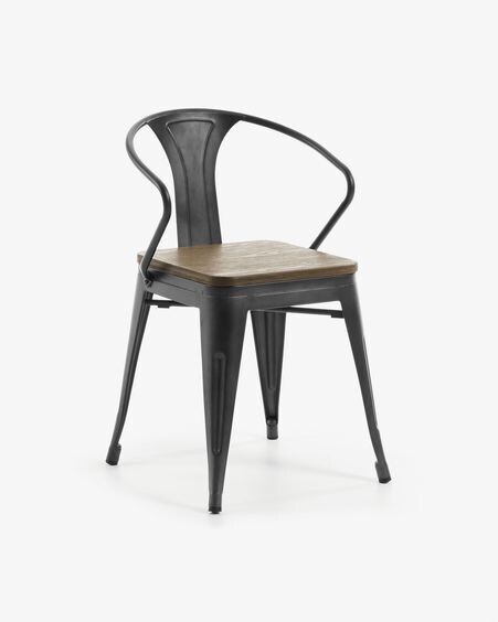 Silla Malira acero y madera maciza de bambu