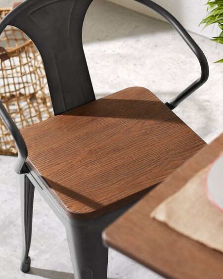 Silla Malira acero y madera maciza de bambu