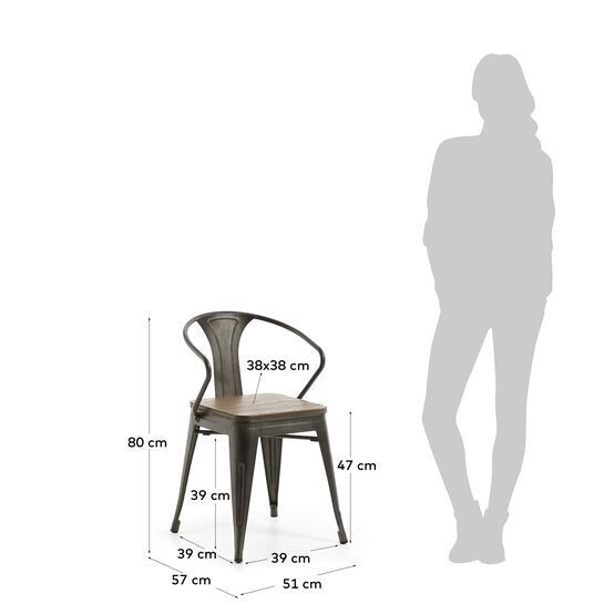 Silla Malira acero y madera maciza de bambu