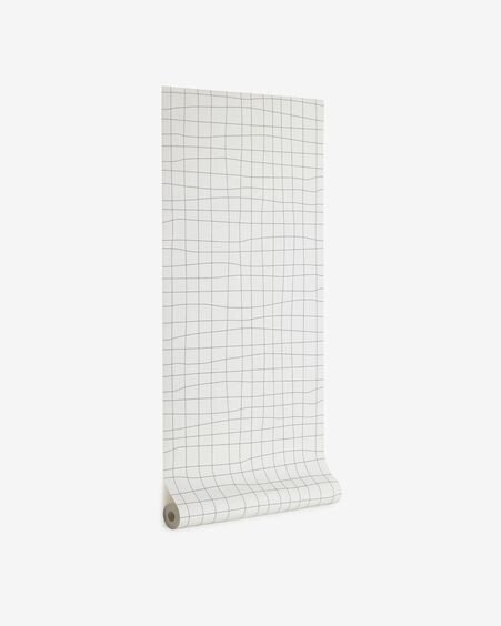 Papel pintado Saori blanco con estampado de cuadros gris 10 x 0,53 m FSC MIX Credit