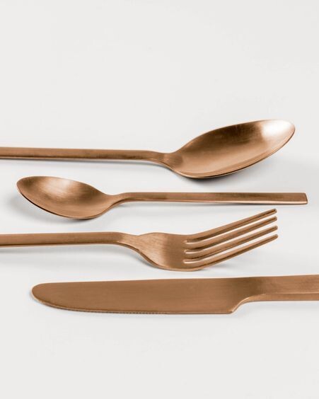 Set Kelda de 16 cubiertos cobre
