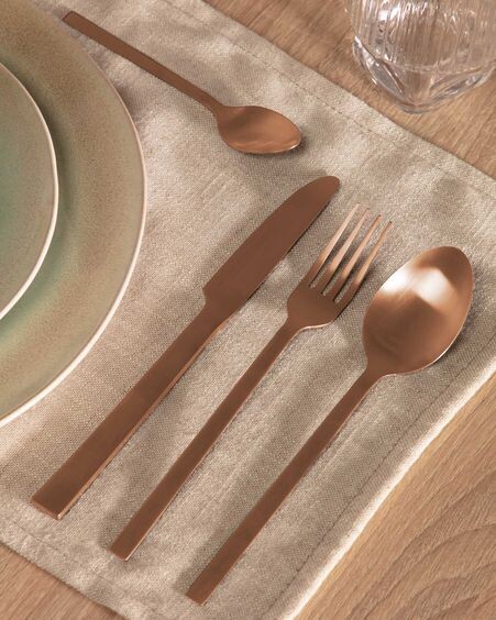 Set Kelda de 16 cubiertos cobre
