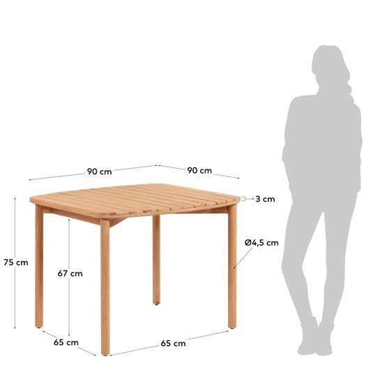 Mesa Sheryl de madera maciza de eucalipto 90 x 90 cm FSC 100%