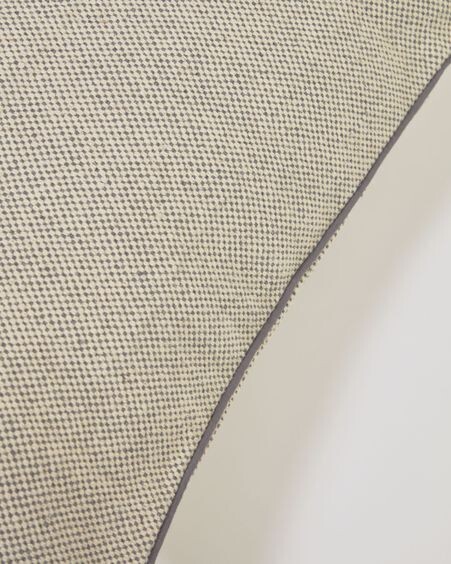 Funda cojín Celmira 100% algodón beige y borde gris 30 x 50 cm
