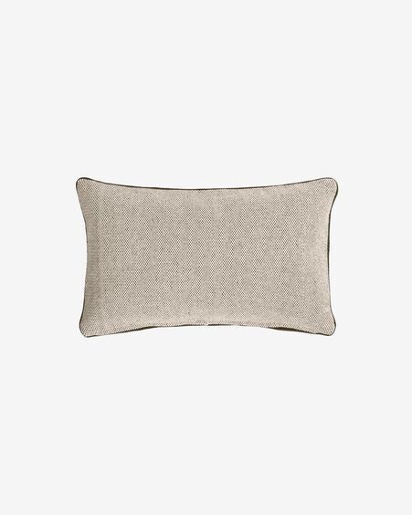 Funda cojín Celmira 100% algodón beige y borde gris 30 x 50 cm