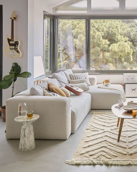 Sofá Blok 4 plazas chaise longue derecho beige 330 cm