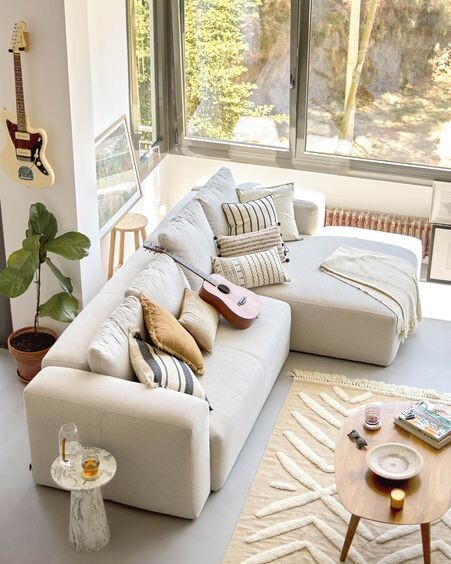 Sofá Blok 4 plazas chaise longue derecho beige 330 cm