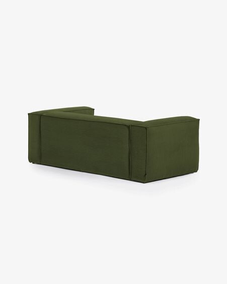 Sofá Blok 2 plazas chaise longue derecho pana gruesa verde 240 cm