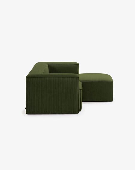 Sofá Blok 2 plazas chaise longue derecho pana gruesa verde 240 cm
