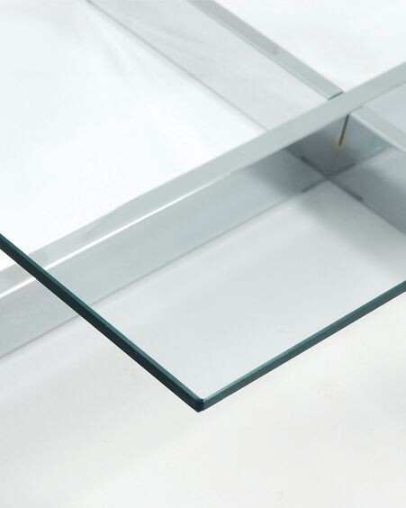 Mesa de centro Plam cristal transparente y estructura de acero acabado cromado 120 x 70 cm