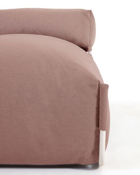 Puf sofá modular longue con respaldo exterior Square terracota y aluminio blanco 165x101cm