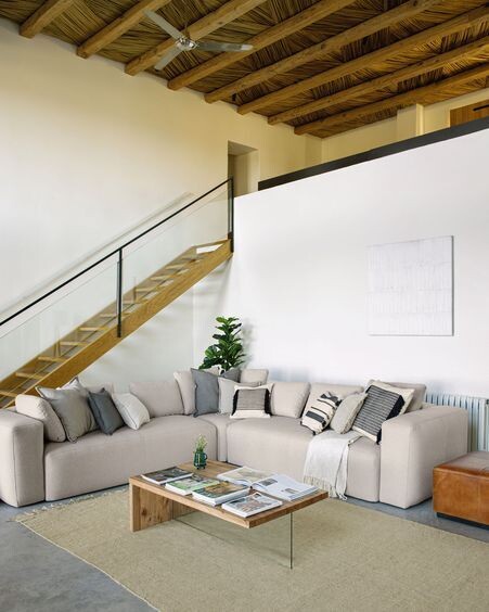 Sofá rinconero Blok 6 plazas beige 320 x 320 cm
