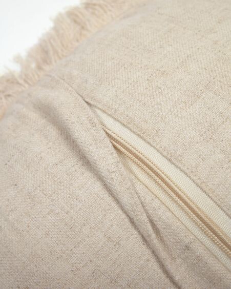 Funda de cojín redondo Araceli de lino natural Ø 45 cm