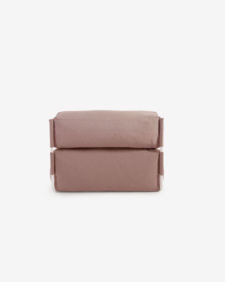 Puf sofá modular longue con respaldo exterior Square terracota y aluminio blanco 165x101cm