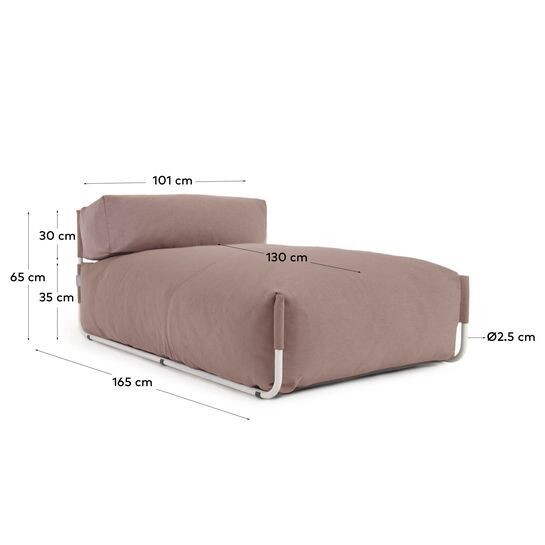 Puf sofá modular longue con respaldo exterior Square terracota y aluminio blanco 165x101cm