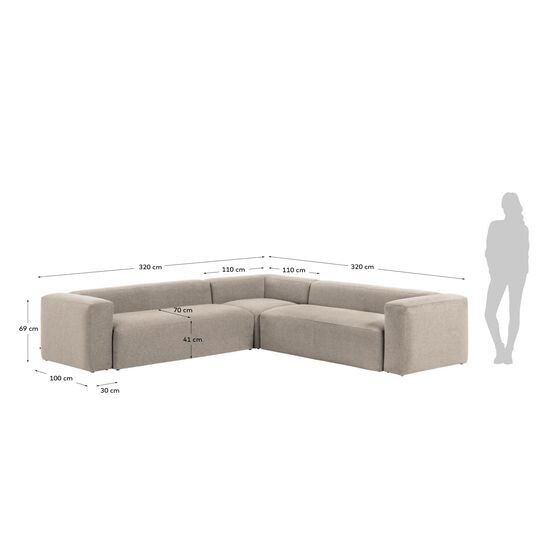 Sofá rinconero Blok 6 plazas beige 320 x 320 cm