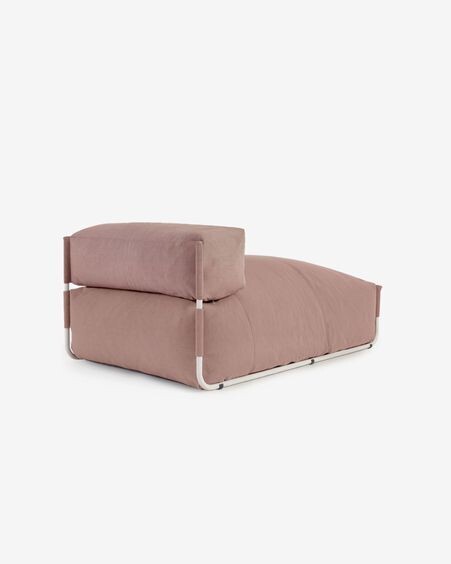 Puf sofá modular longue con respaldo exterior Square terracota y aluminio blanco 165x101cm
