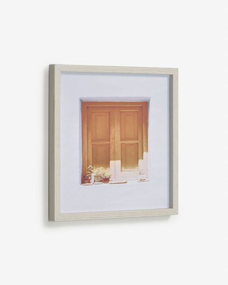 Cuadro Leyla de madera ventana casa marrón 40 x 40 cm