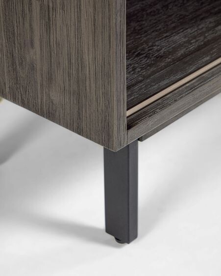 Estantería Indiann de madera maciza de acacia y patas de acero acabado negro 100 x 140 cm