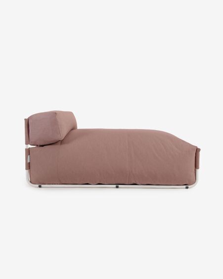 Puf sofá modular longue con respaldo exterior Square terracota y aluminio blanco 165x101cm