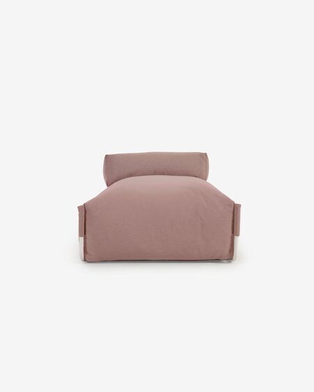 Puf sofá modular longue con respaldo exterior Square terracota y aluminio blanco 165x101cm