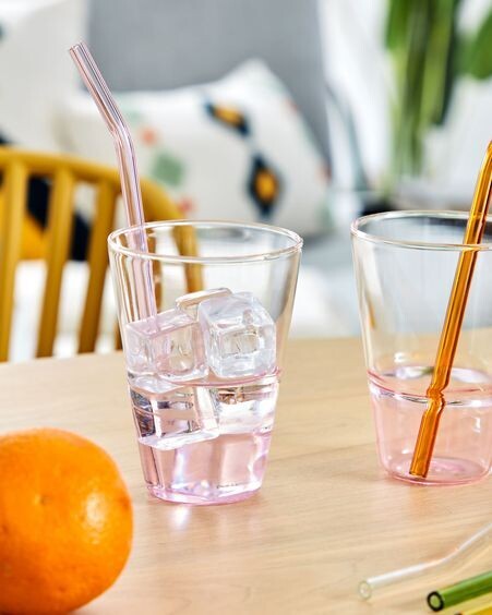Vaso Fiorina de vidrio rosa y transparente