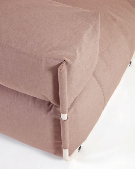 Puf sofá modular longue con respaldo exterior Square terracota y aluminio blanco 165x101cm