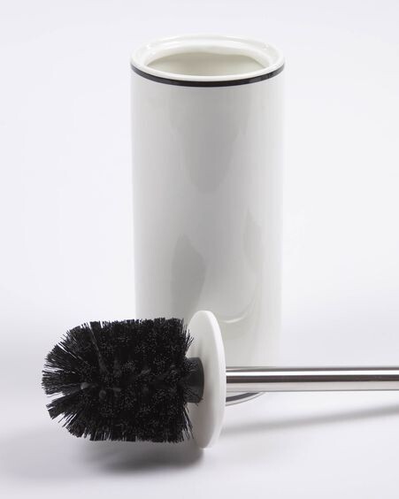 Escobilla de baño Arminda de cerámica blanco y detalle negro