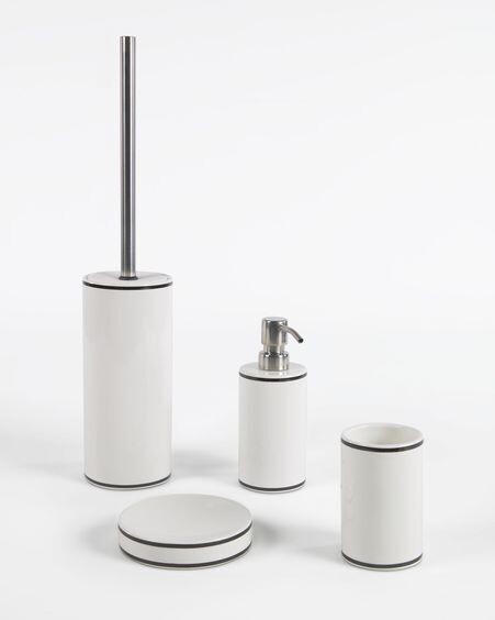 Escobilla de baño Arminda de cerámica blanco y detalle negro