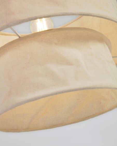 Pantalla de lámpara de techo Mariela de lino con acabado beige Ø 40 cm