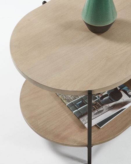 Mesa de centro Palmia 110 x 55 cm madera maciza de mango patas acero acabado negro