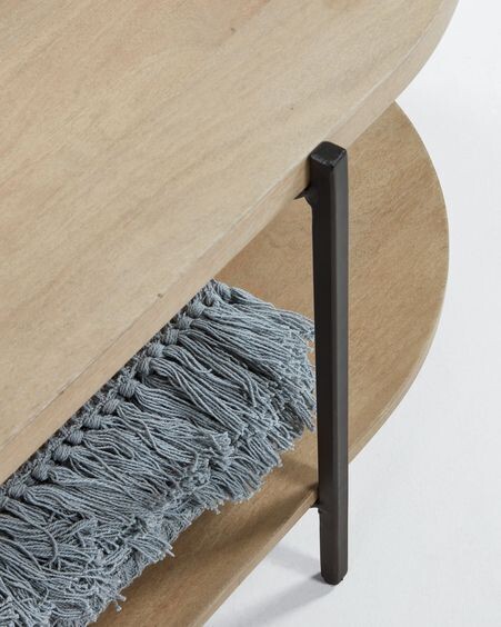 Mesa de centro Palmia 110 x 55 cm madera maciza de mango patas acero acabado negro