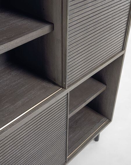 Estantería Indiann de madera maciza de acacia y patas de acero acabado negro 100 x 140 cm