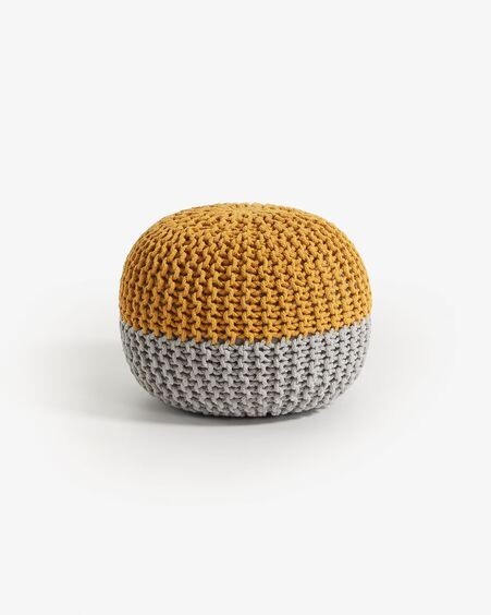 Puf Arnot Ø 50 cm mostaza y gris